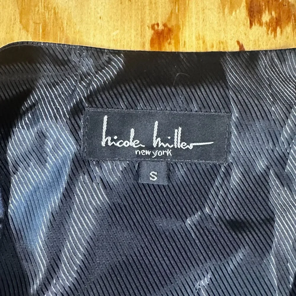 Nicole Miller New York Black Silk Satin Vest Small